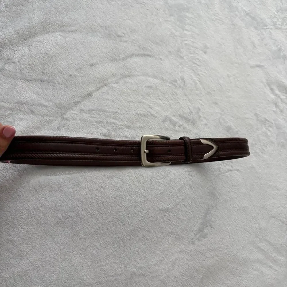 Bachrach Brown Leather Belt with Buckle 38